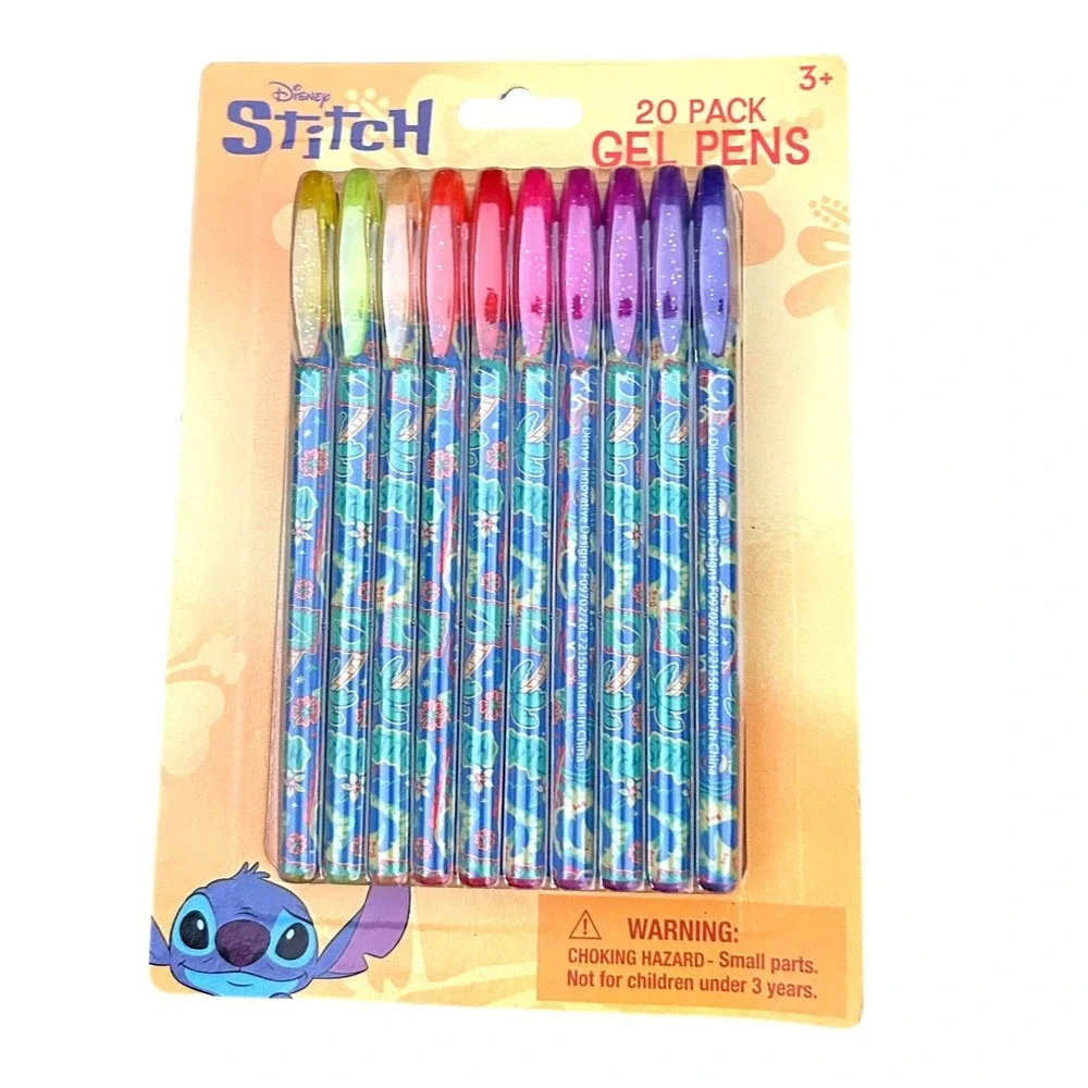 Disney Lilo & Stitch Journal and 20 Pack Glitter Gel Pens Stationery Set New